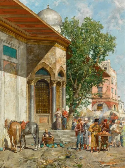 By the Fountain by Alberto Pasini — digital art print download