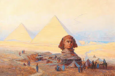 The Sphinx before the Pyramids of Giza by Alexander Kircher — digital art print download