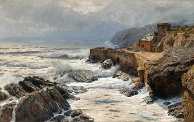 Ривьера, разбивающиеся волны в Боккадассе by Альфред Цофф, 1889 — digital art print download