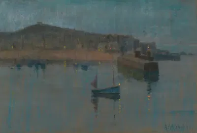 Вид на порт в сумерках by Элис Хогарт Николсон — digital art print download