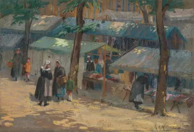 Market day, Brittany by Alice Hogarth Nicholson — digital art print download