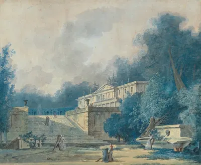 A villa set in a park with figures in the foreground by Antoine Pierre Mongin, 1793 — digital art print download