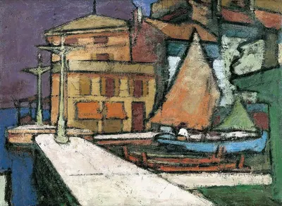 Am Hafen von Malcesine by Anton Kerschbaumer, 1927 — digital art print download