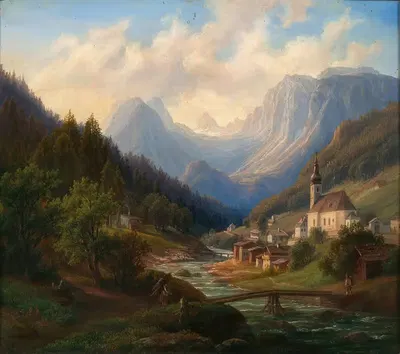Вид с Рамзау на Хиршбюхель и Мюльштурцхорн by Антон Шиффер, 1873 — digital art print download