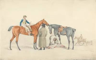 Before the Start; Jockey on Racehorse Receiving Triner's Instructions by Samuel Alken — digital art print download