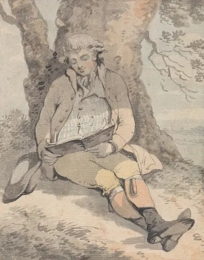 P. Wilkinson Esq. Sitting Under the Shade of an Oak Learning to Whistle by Samuel Alken — digital art print download