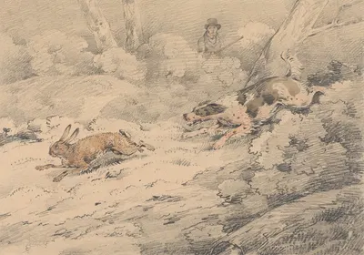 Spaniel Chasing a Hare by Samuel Alken — digital art print download