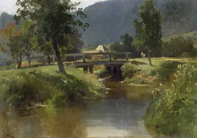 Bach mit Brücke by Carl Bolze, 1888 — digital art print download