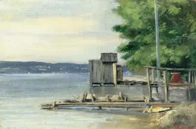 Badehütte am Starnberger See bei Ambach by Carl Bolze — digital art print download