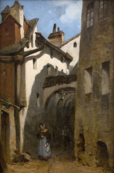 Gasse in Burghausen by Carl Bolze — digital art print download