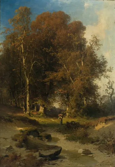 Waldlandschaft im Herbst by Carl Bolze, 1878 — digital art print download