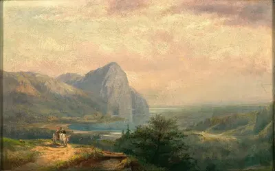 Озеро Лунное с Драконьей стеной в Верхней Австрии by Карл Франц Эмануэль Хаунольд — digital art print download