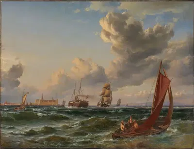 Вид с Øресунда с Кронборгом by Карл Фредерик Сёренсен, 1870 — digital art print download