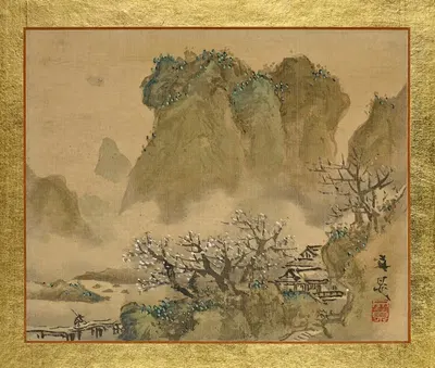 Загородный дом в долине с цветущей сливой by Тани Бунчо, 1815 — digital art print download
