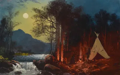Лагерь при лунном свете by Шарль Фердинанд Вимар — digital art print download