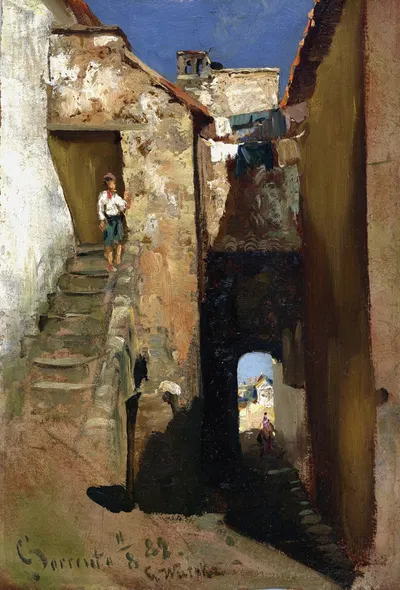 Улица в Сорренто by Карл Вутке, 1882 — digital art print download