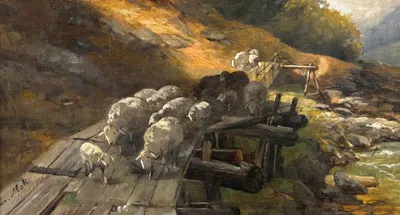Стадо овец у Ланы в Южном Тироле by Кристиан Мали, 1875 — digital art print download