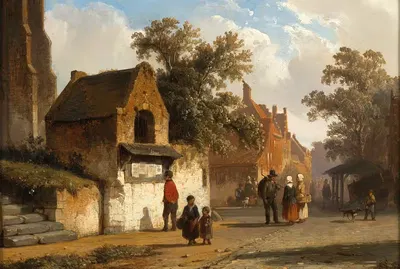 Деревенская дорога by Корнелис Спрингер, 1851 — digital art print download