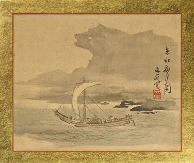 Картина морского пейзажа Киото под ночным луной by Тани Бунчо, 1815 — digital art print download