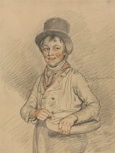 A Boy with a Basket by Samuel de Wilde, 1808 — digital art print download