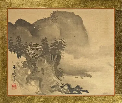 Дом на скале с горами на заднем плане by Тани Бунчо, 1815 — digital art print download