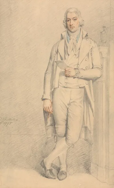 A Gentleman, full length, Holding a Paper and Pencil by Самуэль де Вильд, 1795 — digital art print download