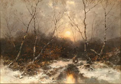 A Deer in a Forest by Moonlight by Désiré Thomassin — digital art print download