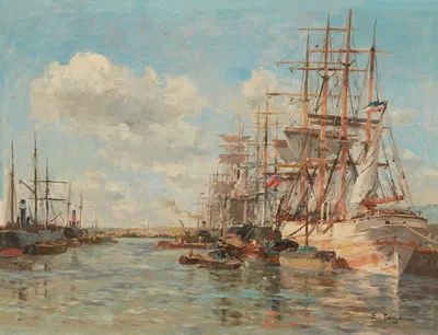 Le Port de la Rochelle by Edmond-Marie Petitjean — digital art print download