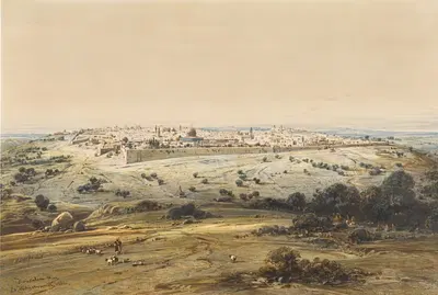 Иерусалим с Масличной горы by Эдуард Хильдебрандт, 1852 — digital art print download