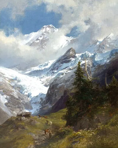 Hochgebirgslandschaft mit Gletscher by Edward Theodore Compton, 1894 — digital art print download