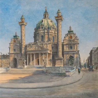 Saint Charles’s Church in Vienna by Ernst Graner, 1919 — digital art print download
