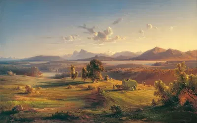 Сбор сена на озере Химзее by Феликс фон Шиллер, 1845 — digital art print download