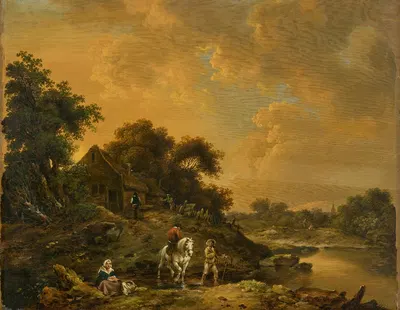Evening Landscape by Ferdinand Kobell, 1771 — digital art print download