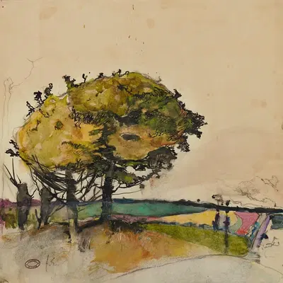Paysage avec arbres dans les champs by Florence Esté — digital art print download