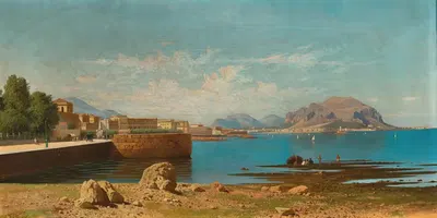 Палермо, вид на Монте Пеллегрино и набережную by Франческо Лоджаконо — digital art print download