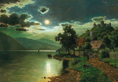 A Moonlit Night on a Lake by Fritz Chwala — digital art print download