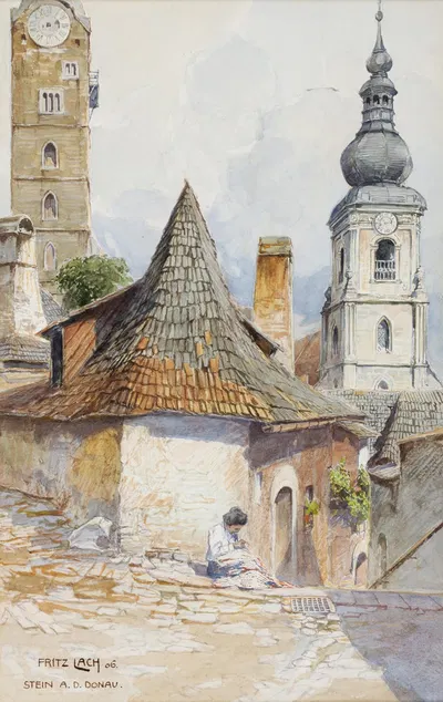 Камень на Дунае в Вахау by Фриц Лах, 1906 — digital art print download