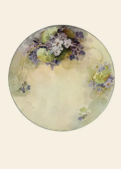 Plate in arrangement of Violets by Адлин Мор, 1915 — digital art print download