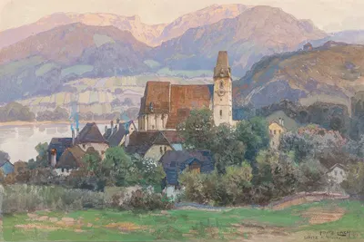 Вид на Шпиц в долине Вахау by Фриц Лах, 1913 — digital art print download