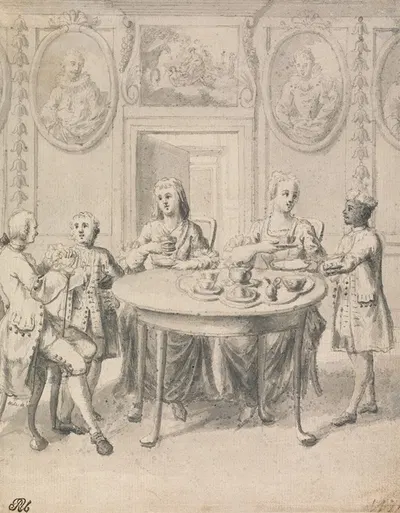 Interior Scene with Family at Tea by Samuel Wale — digital art print download