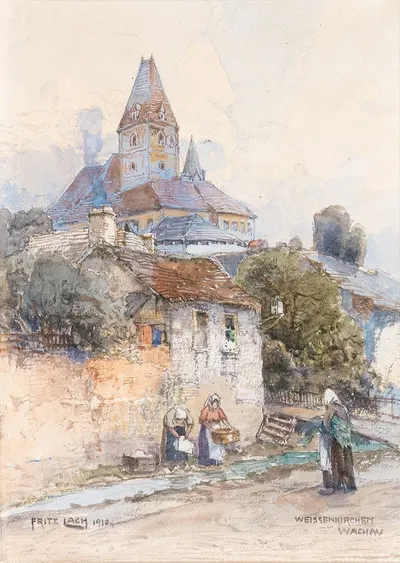 Прачки в Вайсенкирхене в долине Вахау by Фриц Лах, 1910 — digital art print download