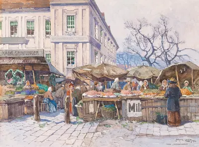 Вена, Нашмаркт by Фриц Лах, 1912 — digital art print download