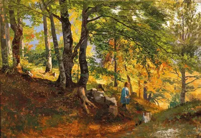 Бучневый лес вечером, мотив из Краины by Георг Холуб, 1896 — digital art print download