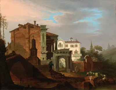 Венецианские каприччи с виллой и аркой by Джованни Мильяра, 1812-1820 — digital art print download