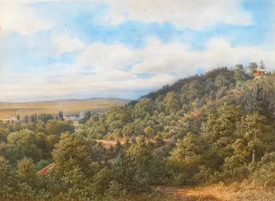 A view of Sebetov (Schebetau) Castle near Boskovice by Gottfried Seelos, 1892 — digital art print download