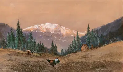 Глухарь на краю леса на закате by Генрих Иосиф Вертхайм, 1912 — digital art print download