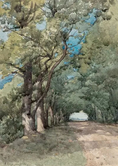 Аллея в лесу by Анри-Жозеф Арпиньи, 1883 — digital art print download