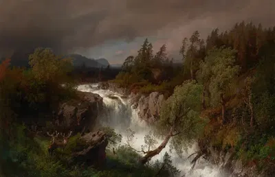 Водопад в Телемарке, Норвегия by Германн Оттомар Герцог, 1879 — digital art print download