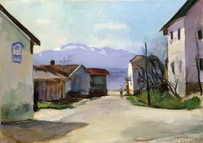 Дорфштрассе в Гштадте утром by Хиасл Майер-Эрдинг, 1928 — digital art print download