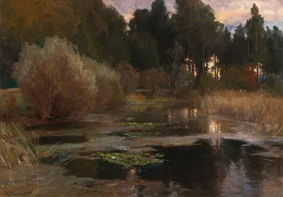 A Water Lily Pond at Dusk by Hugo Darnaut — digital art print download